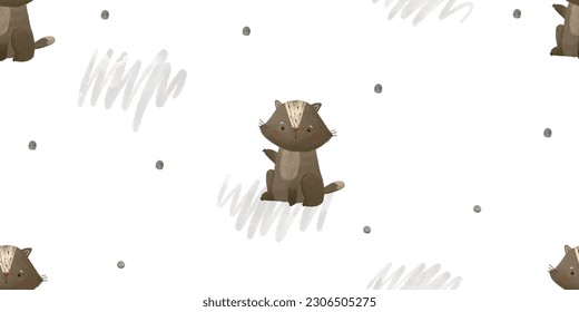 cute childish seamless pattern with brown cats, endless ornament, baby design and print