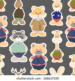 Cute childish seamless pattern in cartoon style. Seamless background with animals.