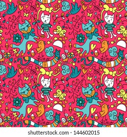 Cute childish seamless pattern design