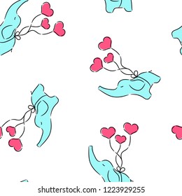 Cute childish seamless pattern with elephant. Vector hand drawn illustration.