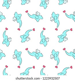 Cute childish seamless pattern with elephant. Vector hand drawn illustration.
