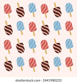 Cute Childish seamless pattern pop cycle ice cream on bobo pink suitable for fabric prints, wrapping paper, kids clothing, Kids Apparel, Surface Design, Packaging Pattern