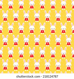 Cute childish seamless pattern with rabbits. Seamless pattern  in cartoon style.