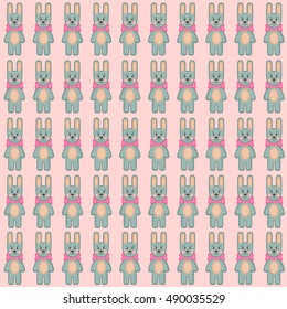 Cute childish seamless pattern with rabbits. Pattern can be used for wallpapers, pattern fills, web page backgrounds, surface textures, textile, wrapping.