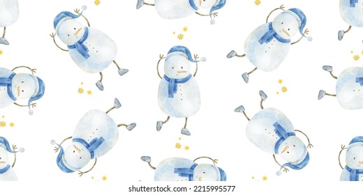 süßes kindliches nahtloses Muster mit Schneemann, Babydesign, Winterkunst