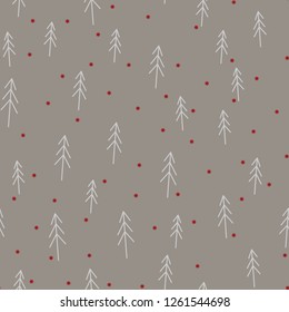 Cute childish Style Christmas Trees Vector Pattern. Simple Design. Winter wrapping Illustration.
