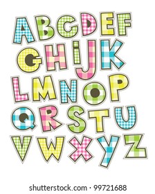 cute childlike alphabet. vector illustration