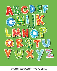 cute childlike alphabet. vector illustration