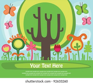 cute childlike magic scene. vector illustration