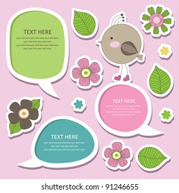 cute childlike stickers. vector illustration