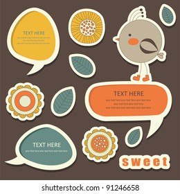 cute childlike stickers. vector illustration