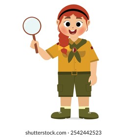 cute children adventure. happy cute kids summer camp holiday. Kids Scouts summer camp vector illustration. 