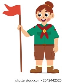 cute children adventure. happy cute kids summer camp holiday. Kids Scouts summer camp vector illustration. 
