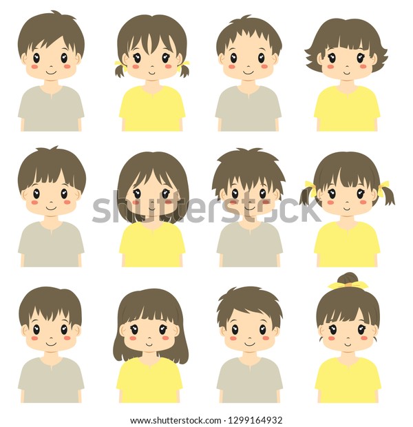 Cute Children Avatar Vector Collection Boys Stock Vector Royalty Free