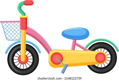 Cute children bicycle toy on white background illustration