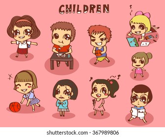 cute Children cartoon set.