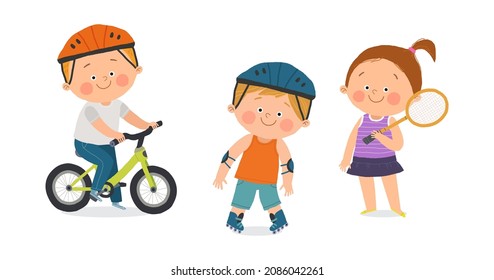 Cute children. Cartoon vector hand drawn eps 10 illustration isolated on white in a flat style.
