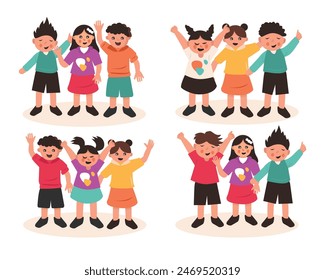 Cute children character collection in flat design