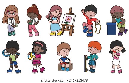 Lindo niño ilustración de personaje Vector