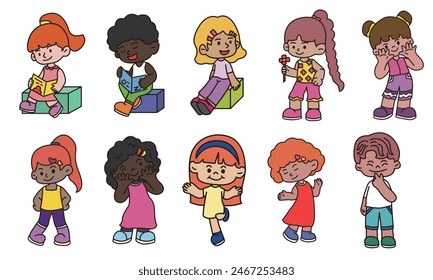 Cute children character illustration vector