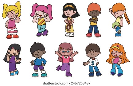 Cute children character illustration vector