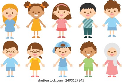 Lindo Arte vectorial de personajes de niños