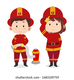 Los niños son un bombero. disfraz de pareja