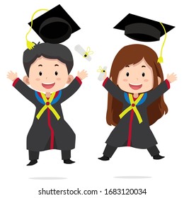 Graduate Funny Cartoon Character Vector Illustration Stock Vector ...