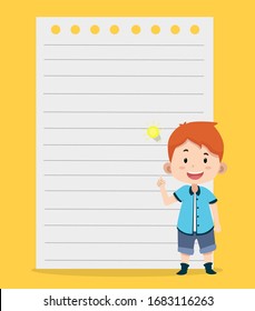 Cute children characters template for education. with blank paper