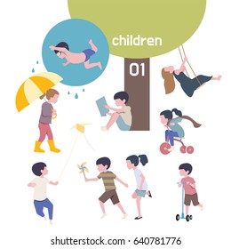 cute children characters vector illustration. flat design