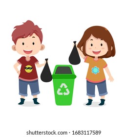 Cute Children Characters Waste Trash Education Stock Vector (Royalty ...