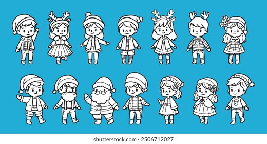 Cute children Christmas Cute hand drawn Elements Illustration cards