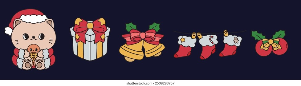 Cute children Christmas Cute hand drawn Elements Illustration cards