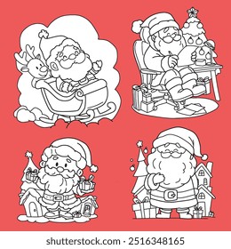 Crianças bonitas Natal bonitos desenhados à mão Elementos Cartões de ilustração