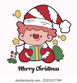 Cute children Christmas Cute hand drawn Elements Illustration cards