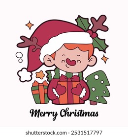 Cute children Christmas Cute hand drawn Elements Illustration cards