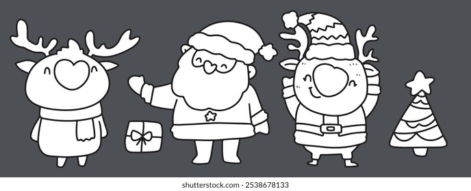 Cute children Christmas Cute hand drawn Elements Illustration cards