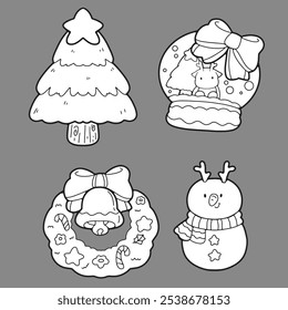Cute children Christmas Cute hand drawn Elements Illustration cards