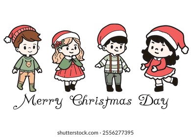 Cute children Christmas Cute hand drawn Elements Illustration cards
