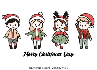 Cute children Christmas Cute hand drawn Elements Illustration cards