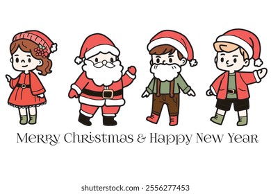 Cute children Christmas Cute hand drawn Elements Illustration cards
