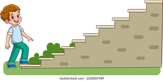 Vector de dibujos animados Stairs Crawling Boy 