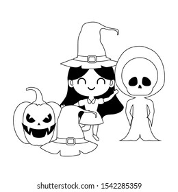cute children disguised with icons halloween vector illustration design