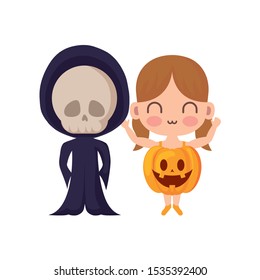 cute children disguised on white background vector illustration design
