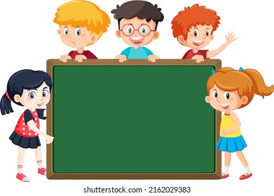 Niños cortos con tiza vacía ilustración aislada
