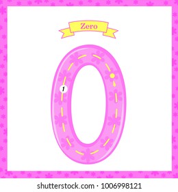 Cute children Flashcard number tracing with zero for kids learning to count and to write. learning the numbers 0-10, Flash Cards, educational preschool activities, worksheets for kids.