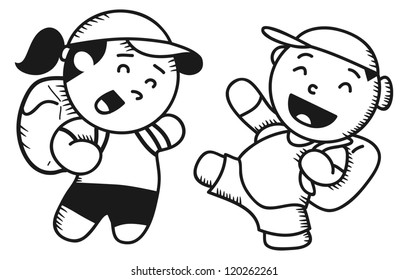 cute children going to school