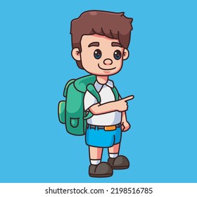 cute children going to school. Isolated cartoon person illustration. Flat Style Sticker element vector