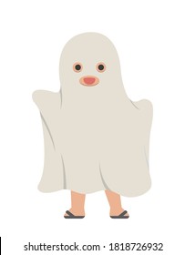 Cute children in Halloween costumes, ghosts and monsters, cartoon comic vector illustration, isolated