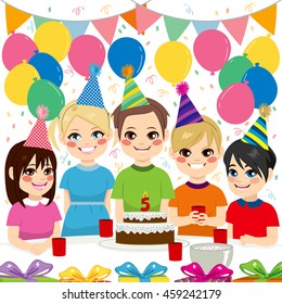 Cute children having fun on birthday party